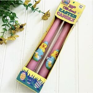 Vintage Taper Candles PINK Easter Chick Egg New Old Stock Original Package 10"